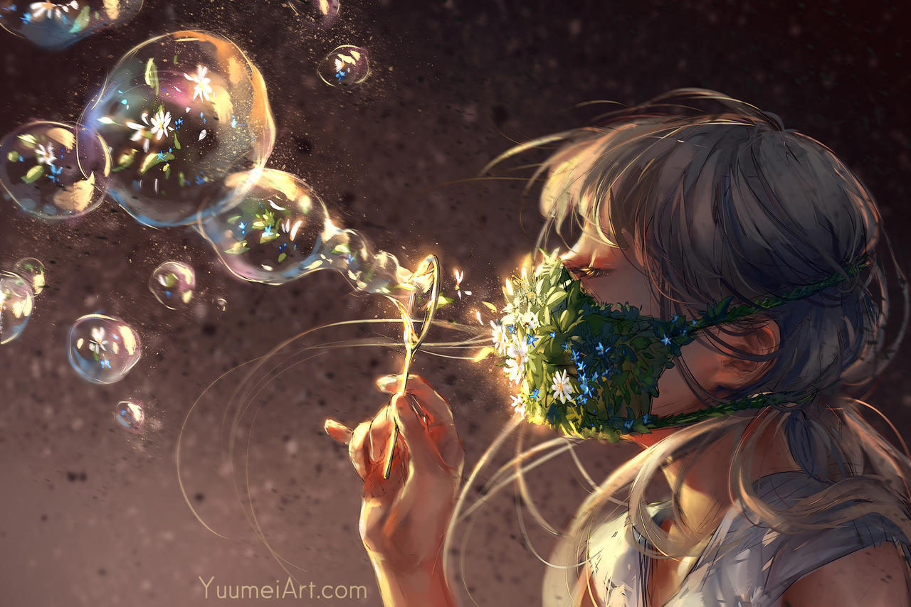 Image of girl blowing bubble