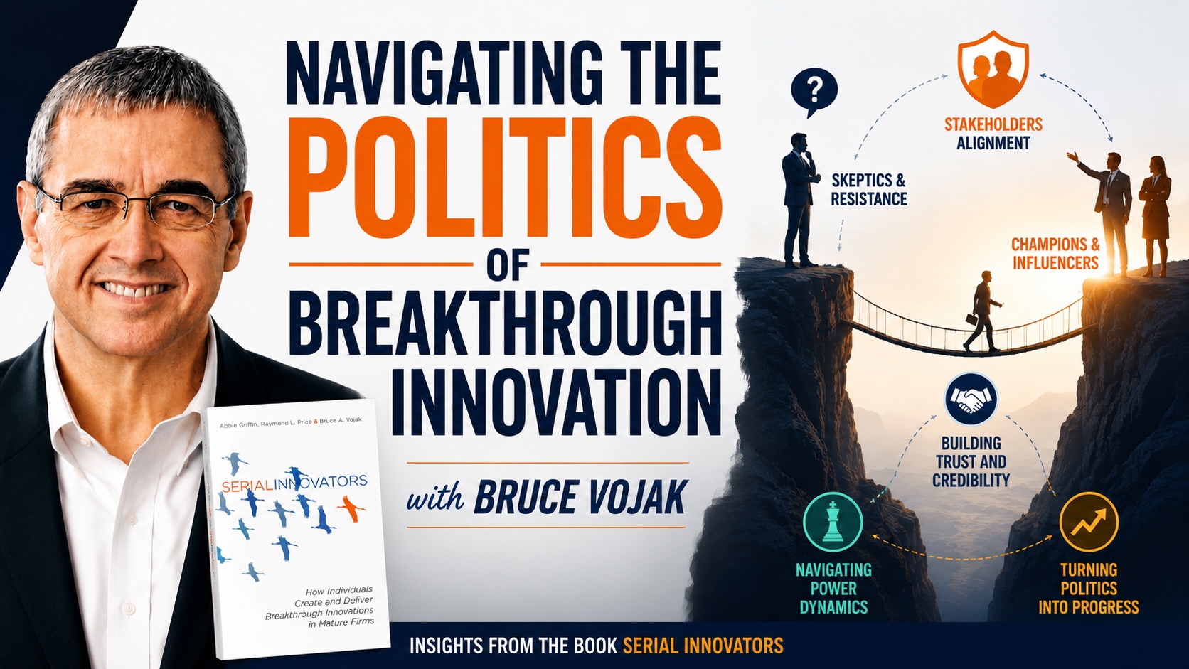 Bruce Vojak, co-author of Serial Innovators, on navigating the politics of breakthrough innovation — stakeholder alignment, building trust, champions and influencers, and turning organisational politics into progress